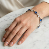 Silver Crystal Vine Bracelet — Teal Blue