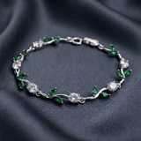 Silver Crystal Vine Bracelet — Emerald Green