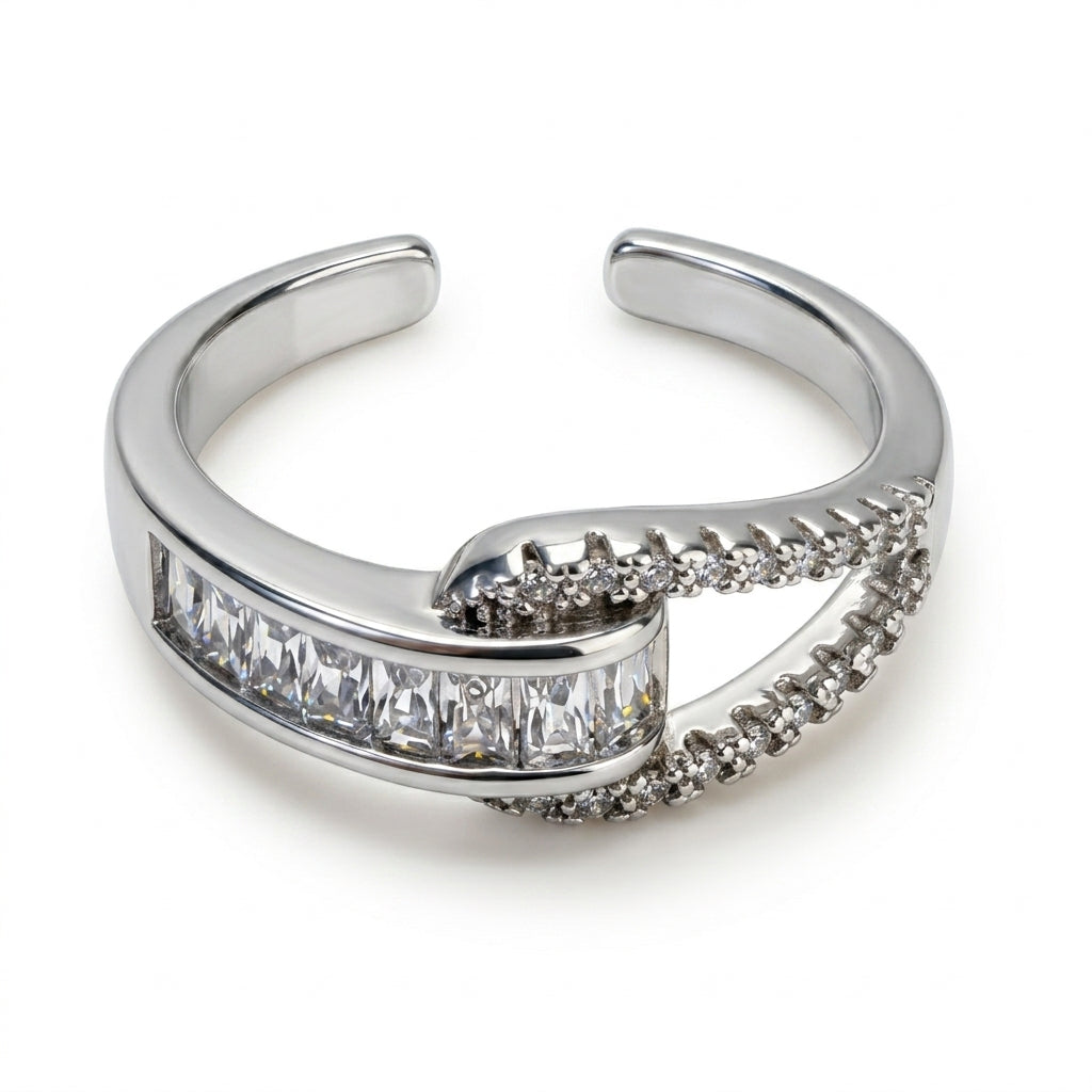 Baguette Channel Open Teardrop Ring