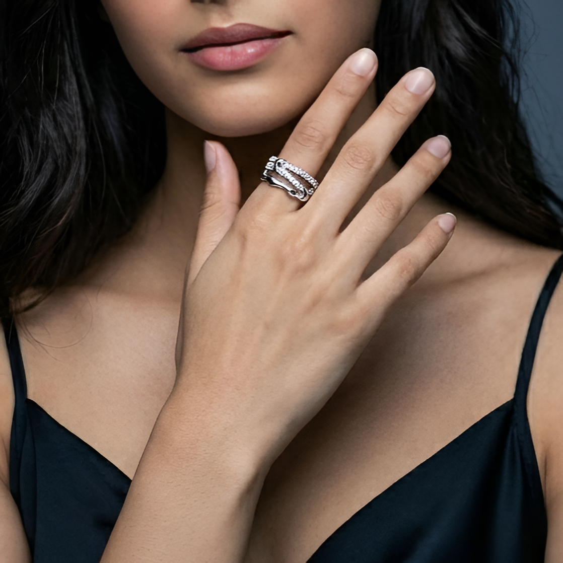 Double Pave Knot Band Ring