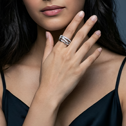 Double Pave Knot Band Ring