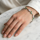 Silver Crystal Vine Bracelet — Emerald Green