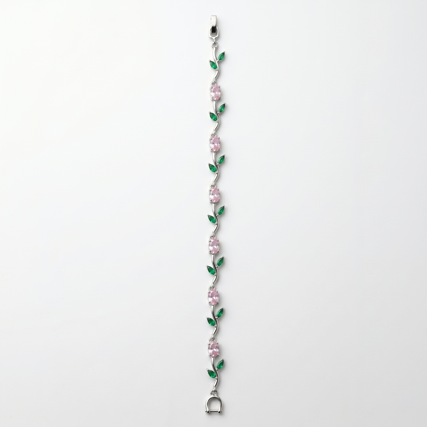 Silver Crystal Vine Bracelet — Pink Mist