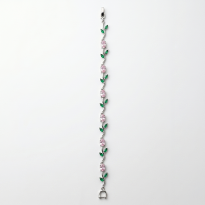 Silver Crystal Vine Bracelet — Pink Mist