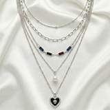 Heart & Gemstone Layered Necklace