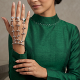 Silver Ghungroo Hand Bracelet Chain