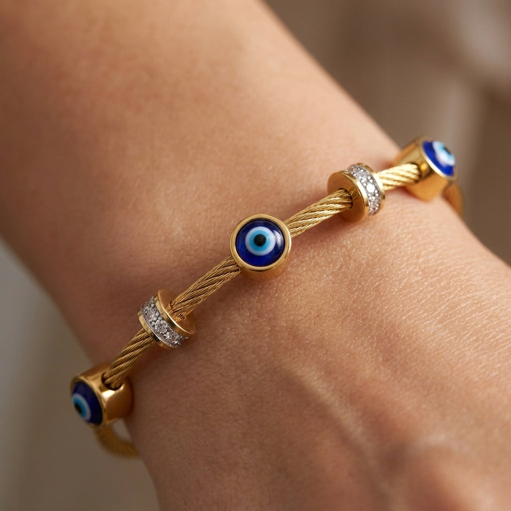 Evil Eye Cable Bangle