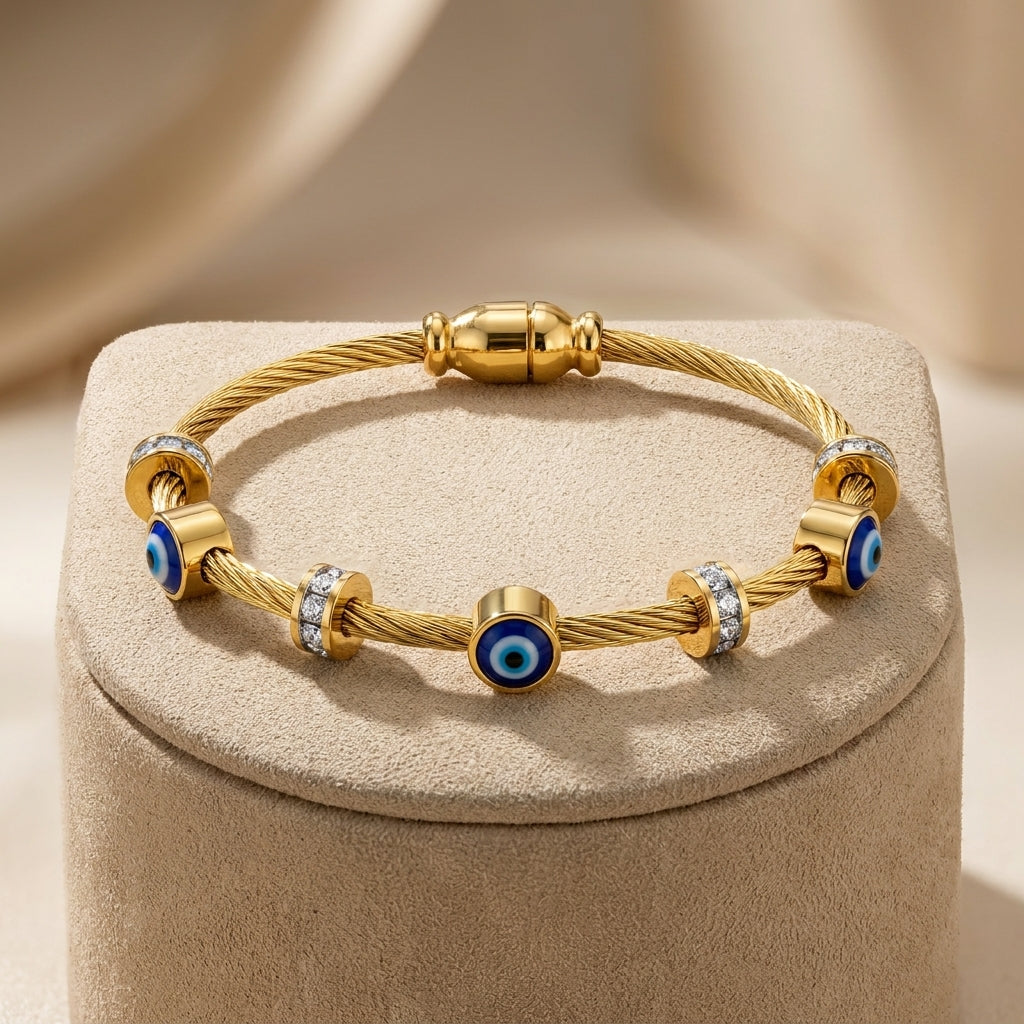 Evil Eye Cable Bangle