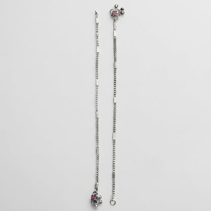 Silver Herringbone Anklet (Pack Of 2)