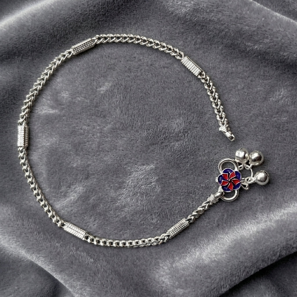 Silver Herringbone Anklet