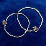Silver Herringbone Anklet (Pack Of 2)