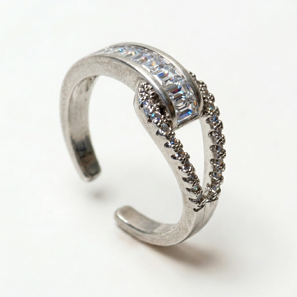 Baguette Channel Open Teardrop Ring