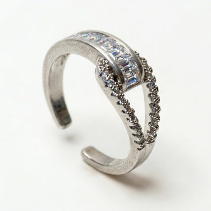 Baguette Channel Open Teardrop Ring