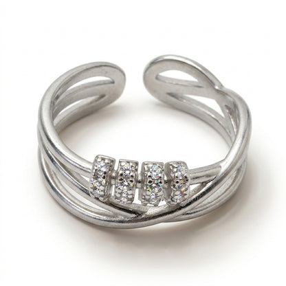 Triple Crossover Pave Ring