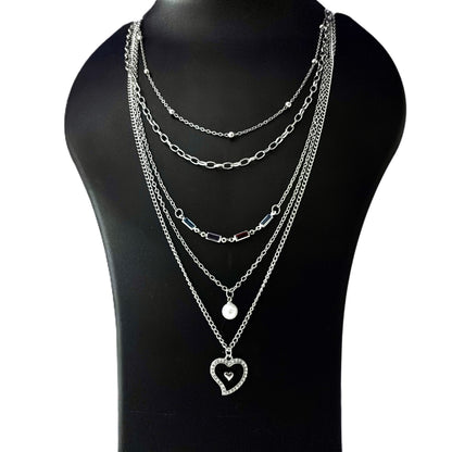 Heart & Gemstone Layered Necklace