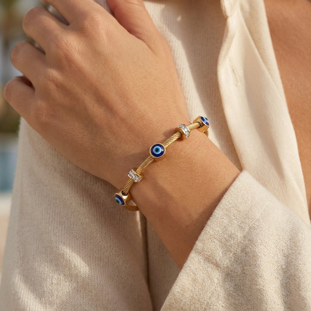 Evil Eye Cable Bangle
